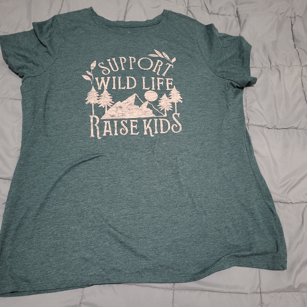 Teal Kids Shirt with Nature Print